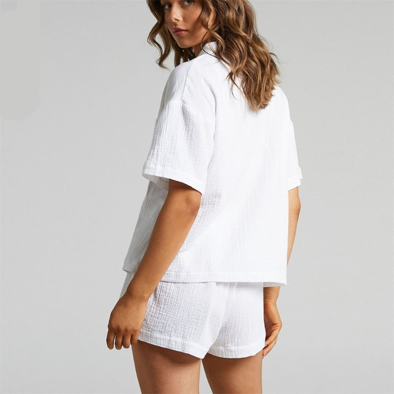 Amelie – Damen Co-ord Set aus Leichtem Stoff mit Bluse und Shorts