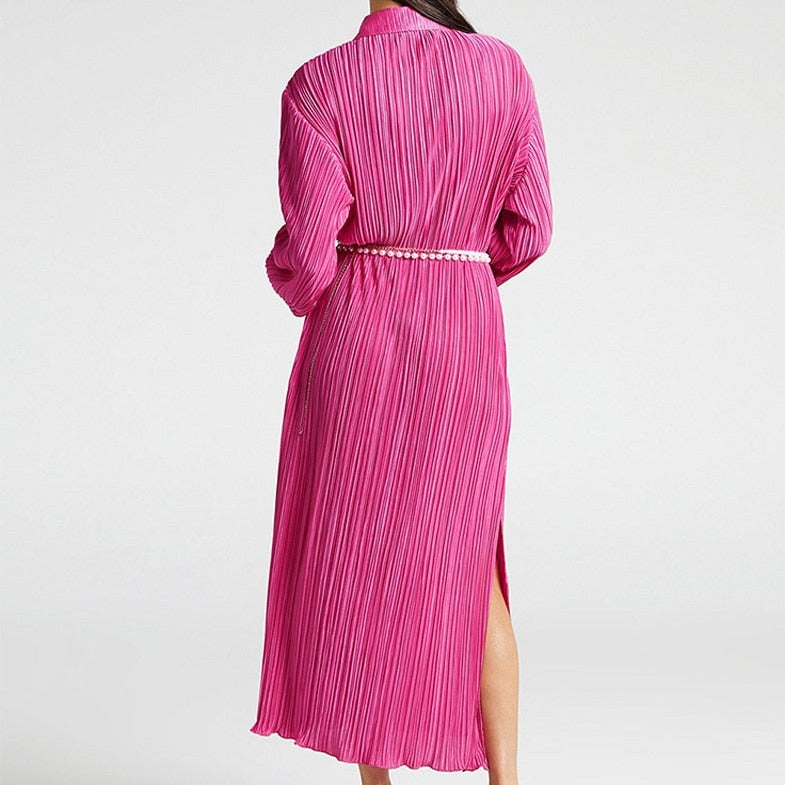 Anastasia – Damen Abendkleid Lang mit Plissee und Ballonärmel