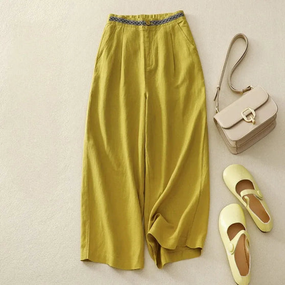 Luisa – Damen Weite Stoffhose mit Stretch Bund