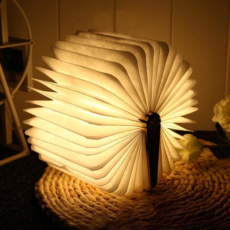 Mia – Faltbare Nachtlampe aus Holz mit Warm-Weißen LEDs 0