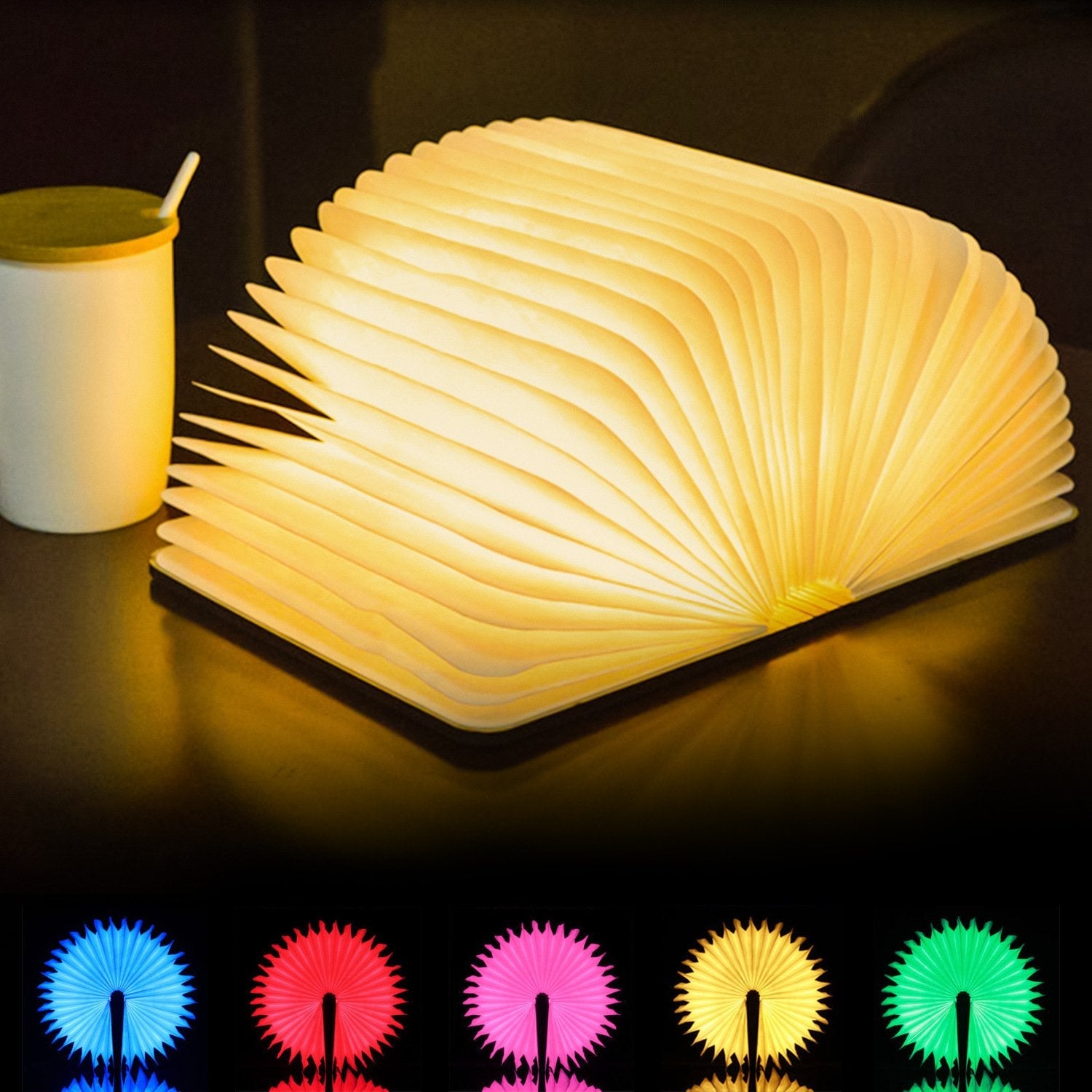 Mia – Faltbare Nachtlampe aus Holz mit Warm-Weißen LEDs 6