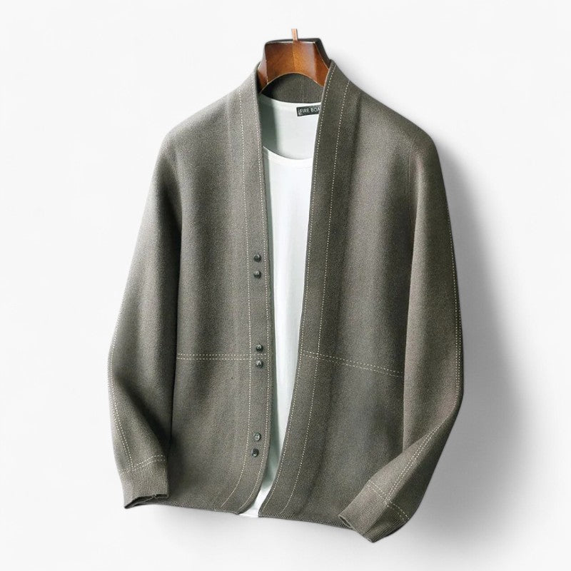 Roma - Merino Strickjacke mit Kontrastnaht